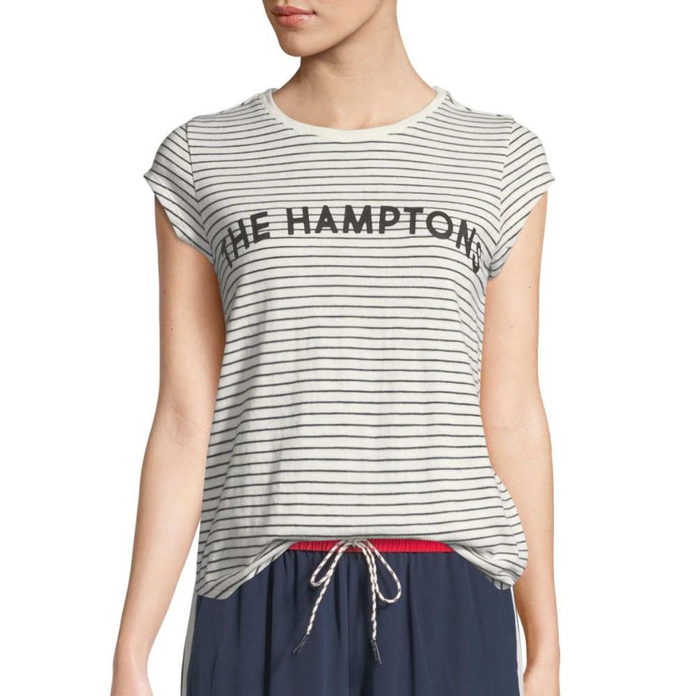 JOIE | The Hamptons Graphic Striped Knit Cap Sleeve T-Shirt Top